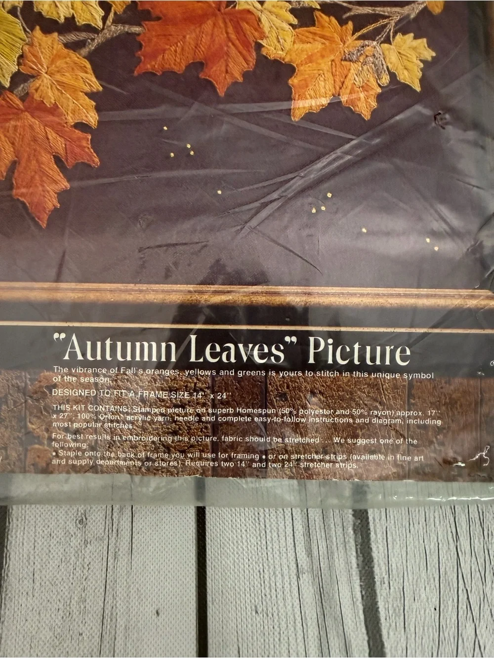 Paragon Needle Craft Crewel Stitchery Kit Autumn Leaves Vintage 1975 New Sealed